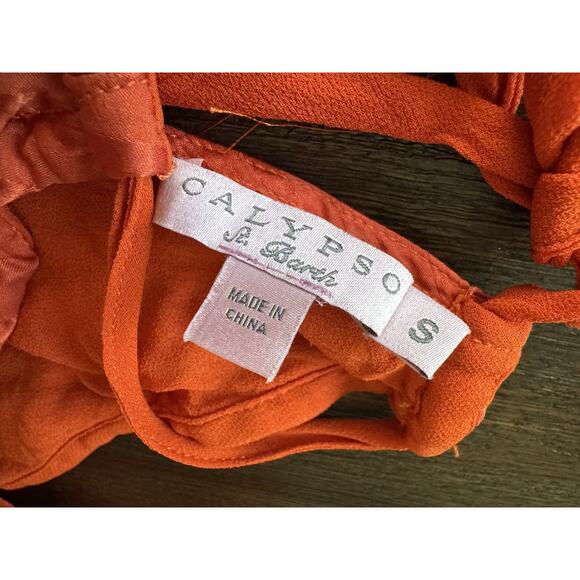 Calypso St Barth Silk Maxi Dress Flowy Party Orange $596 - Picture 9 of 15